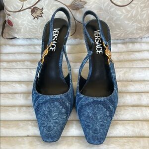 Versace Blue Denim Women's Shoes size US 6.5